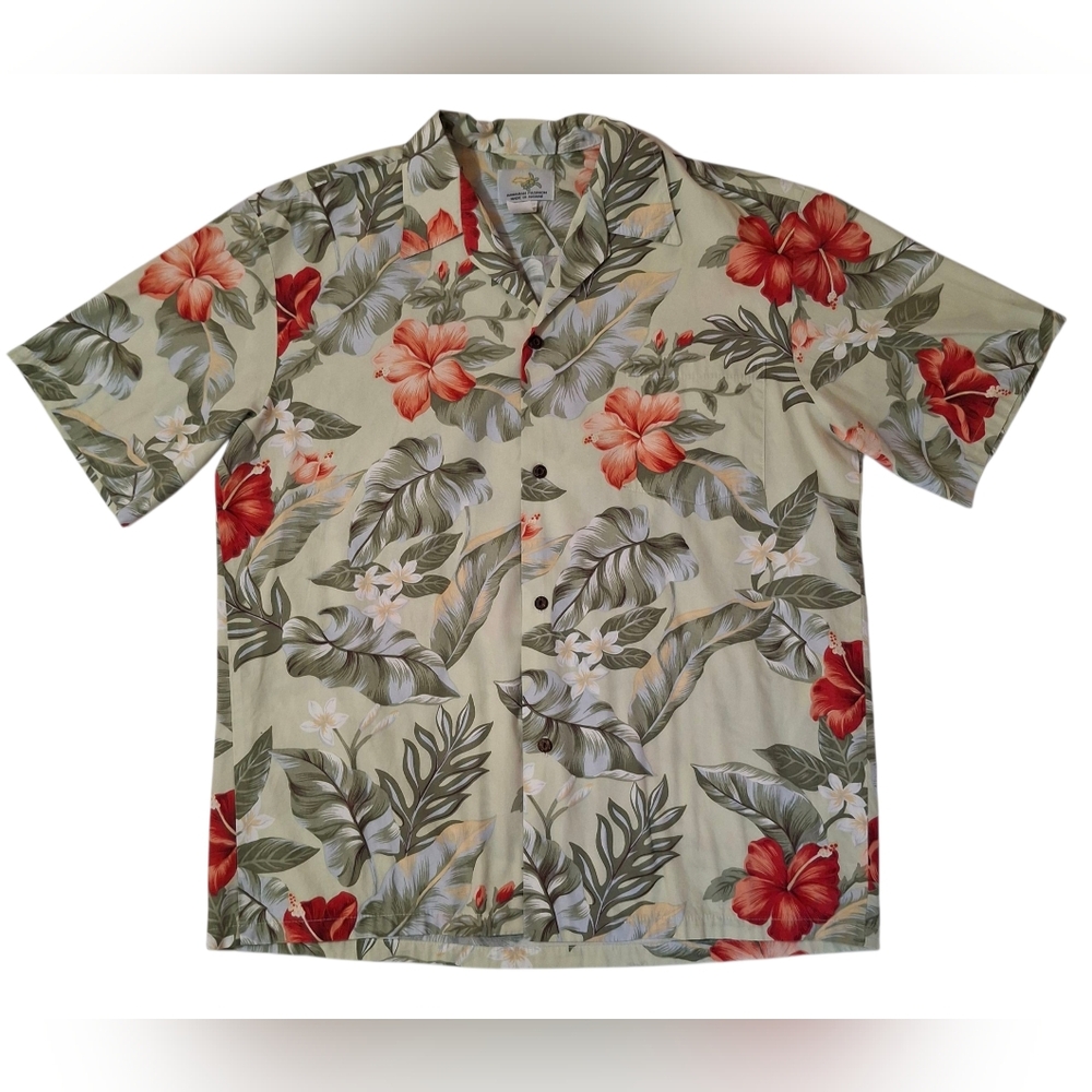 Vintage Men's Hawaiian Fashion Tropical Button Down Shirt Size Large